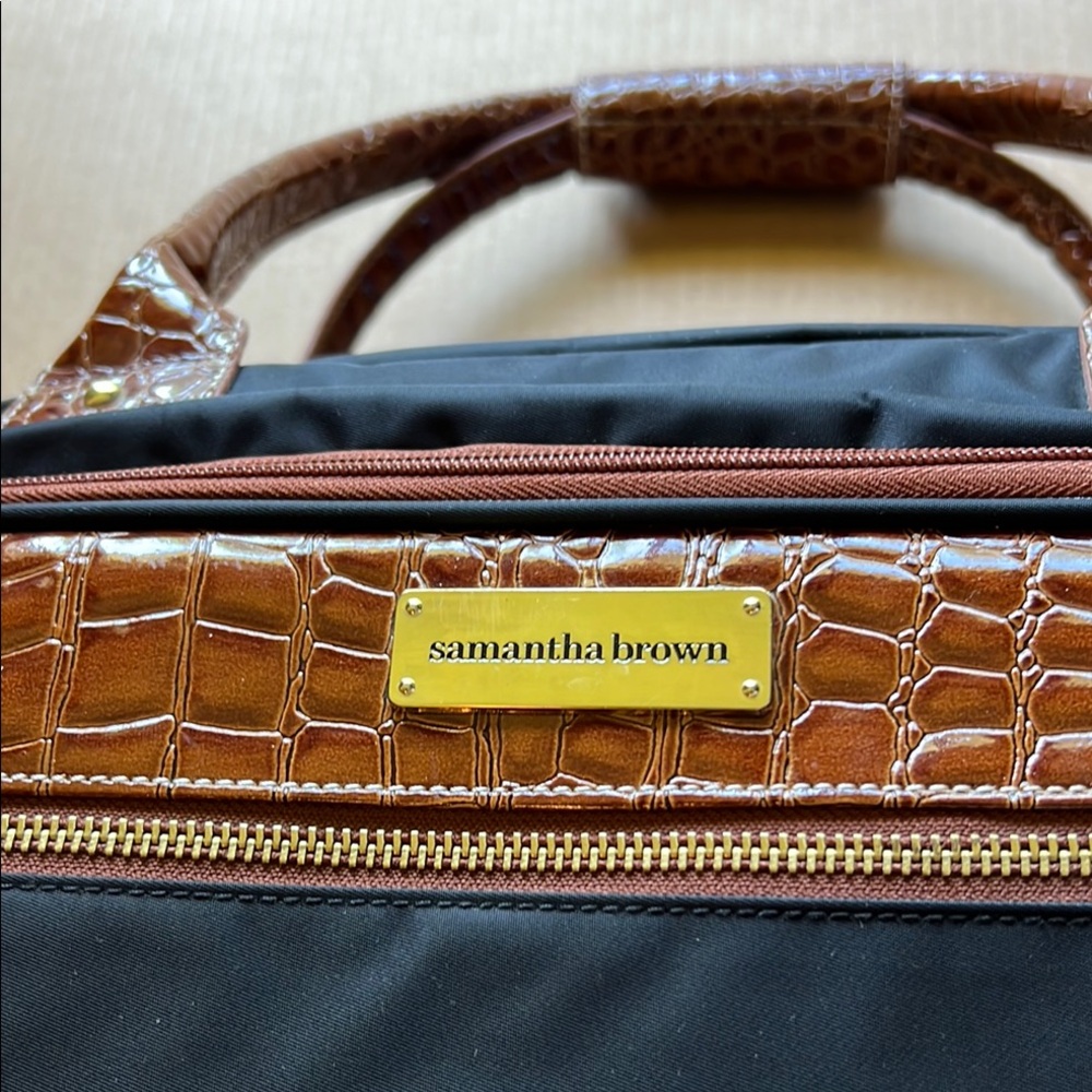 Samantha Brown Brown and Black Croc-Embossed Bag